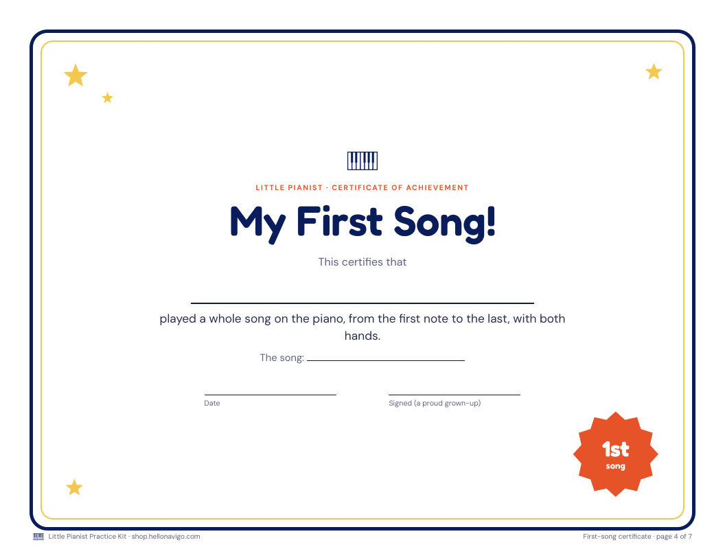 My First Song certificate