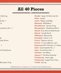 List of all 40 pieces in Piano's Golden Era, grouped by composer