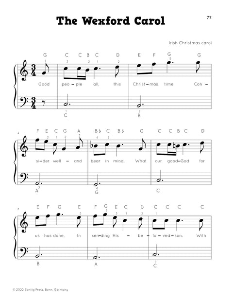Christmas Carols for Piano. Beginner Christmas Sheet Music Book for Kids and Adults