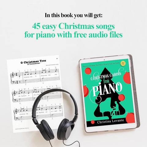 Christmas Carols for Piano. Beginner Christmas Sheet Music Book for Kids and Adults